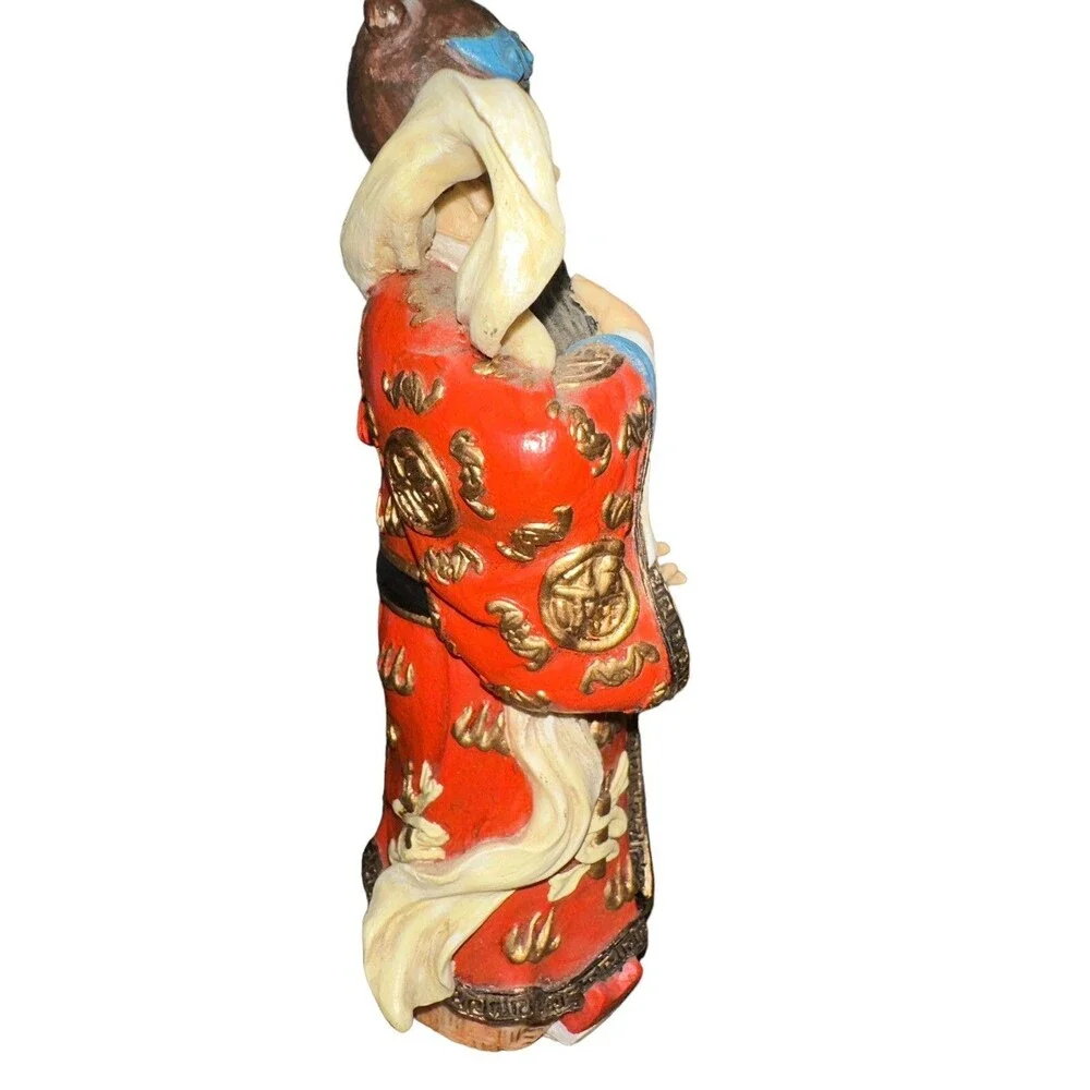 Vintage Chinese Immortal Scholar Figurine Lu God Prosperity Scroll Resin 7